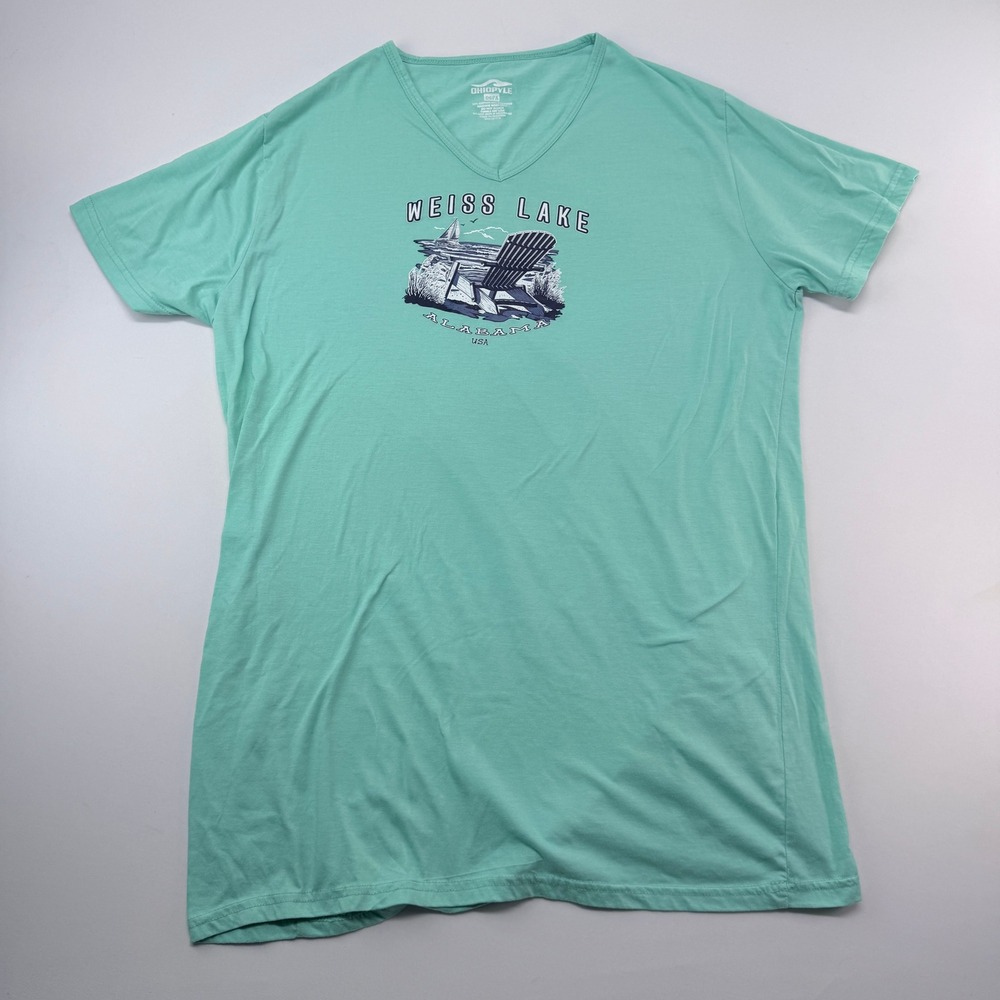 Ohiopyle Weiss Lake Alabama V-Neck Graphic T-Shirt Mint Green OSFA Mens